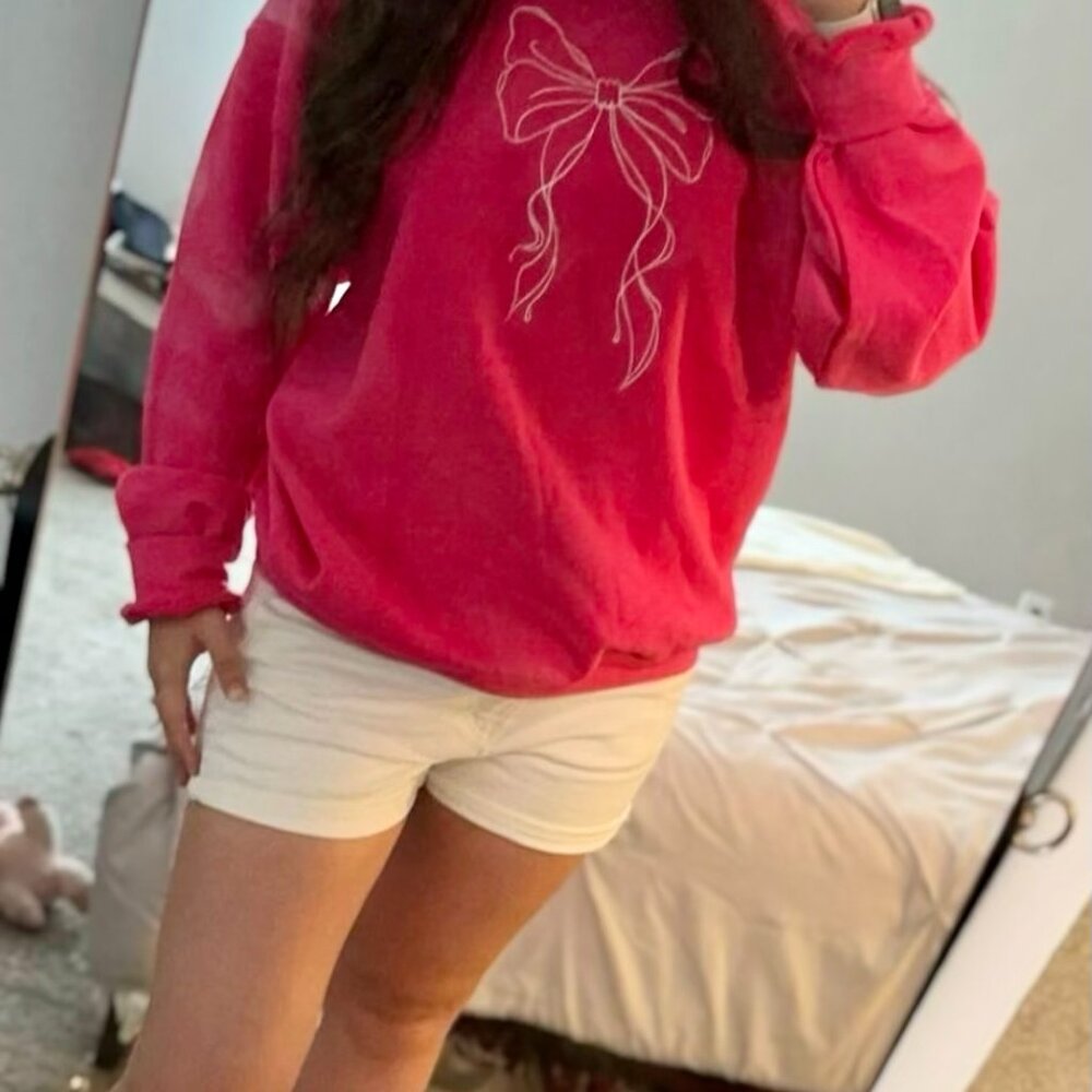 Embroidered Bow Sweatshirt - Picture 2 of 2
